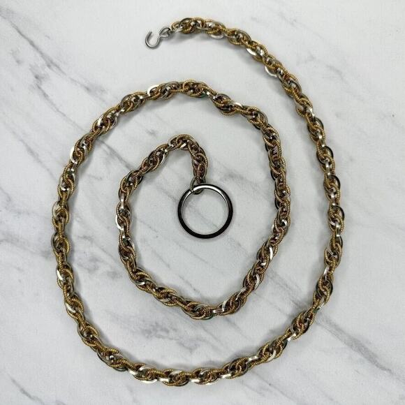 Skinny Silver Gold Two Tone Metal Chain Link Belt Extra Small/Small (XS/S) ✨ - Picture 1 of 9